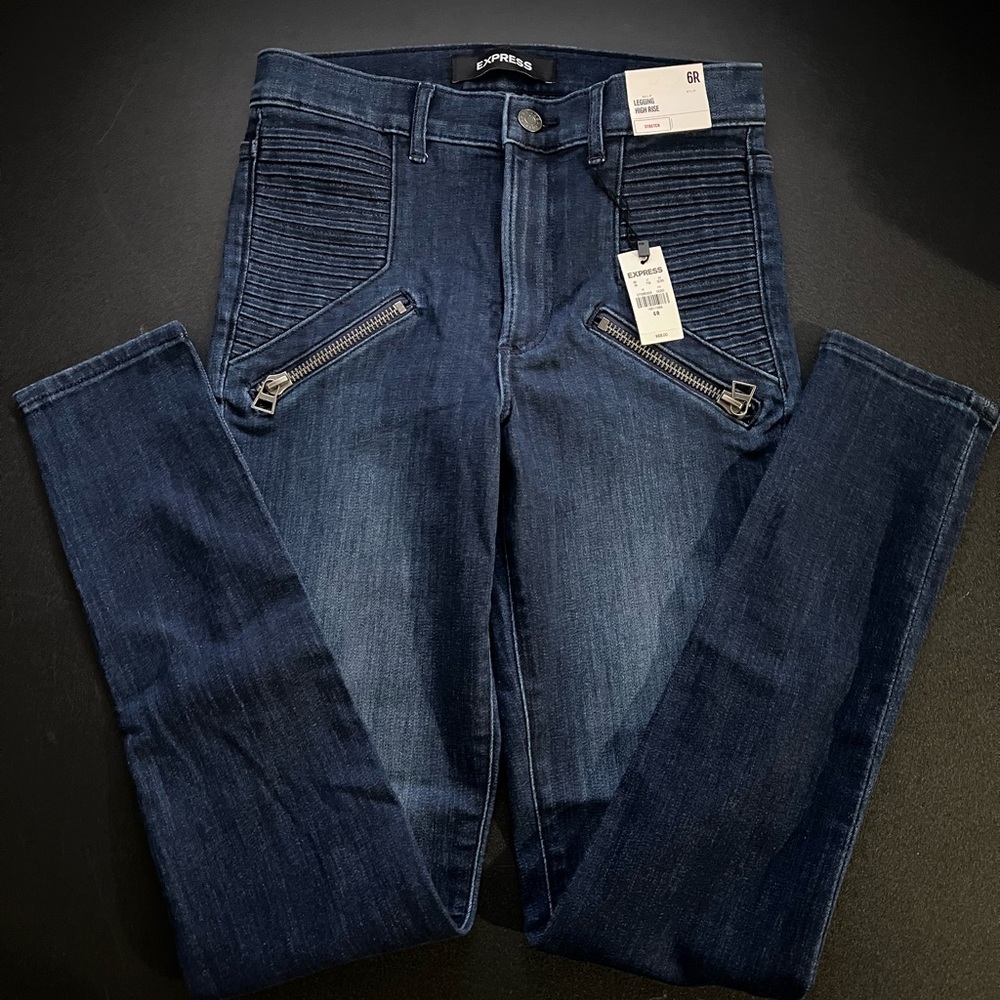 NWT Express Women’s Moto Legging Super High Rise Jeans Size 6 Denim MSRP $88
